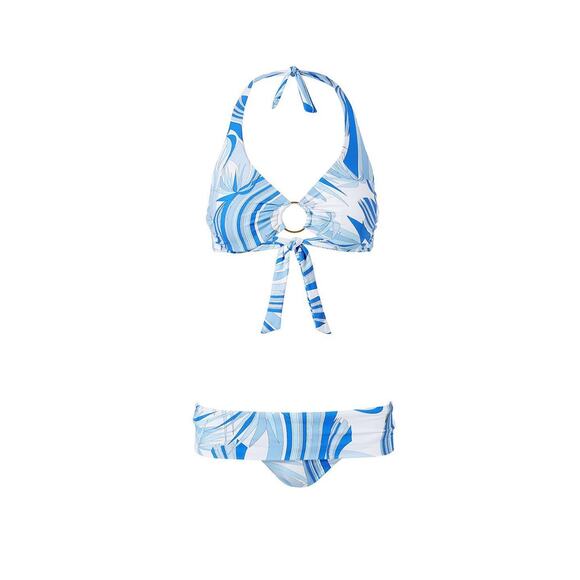Melissa Odabash Brussels Twirl Blue Print 2 Piece Halter Bikini Swimsuit Set 12 - Picture 3 of 16
